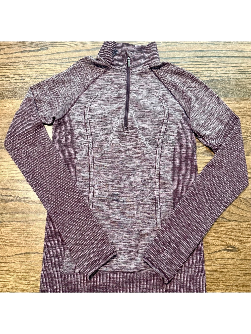 Lululemon Women's  Swiftly Wool Black Cherry & White 1/2 Zip Pullover Size ^